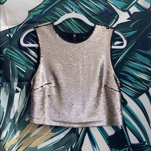 Silver Sequin Crop Top